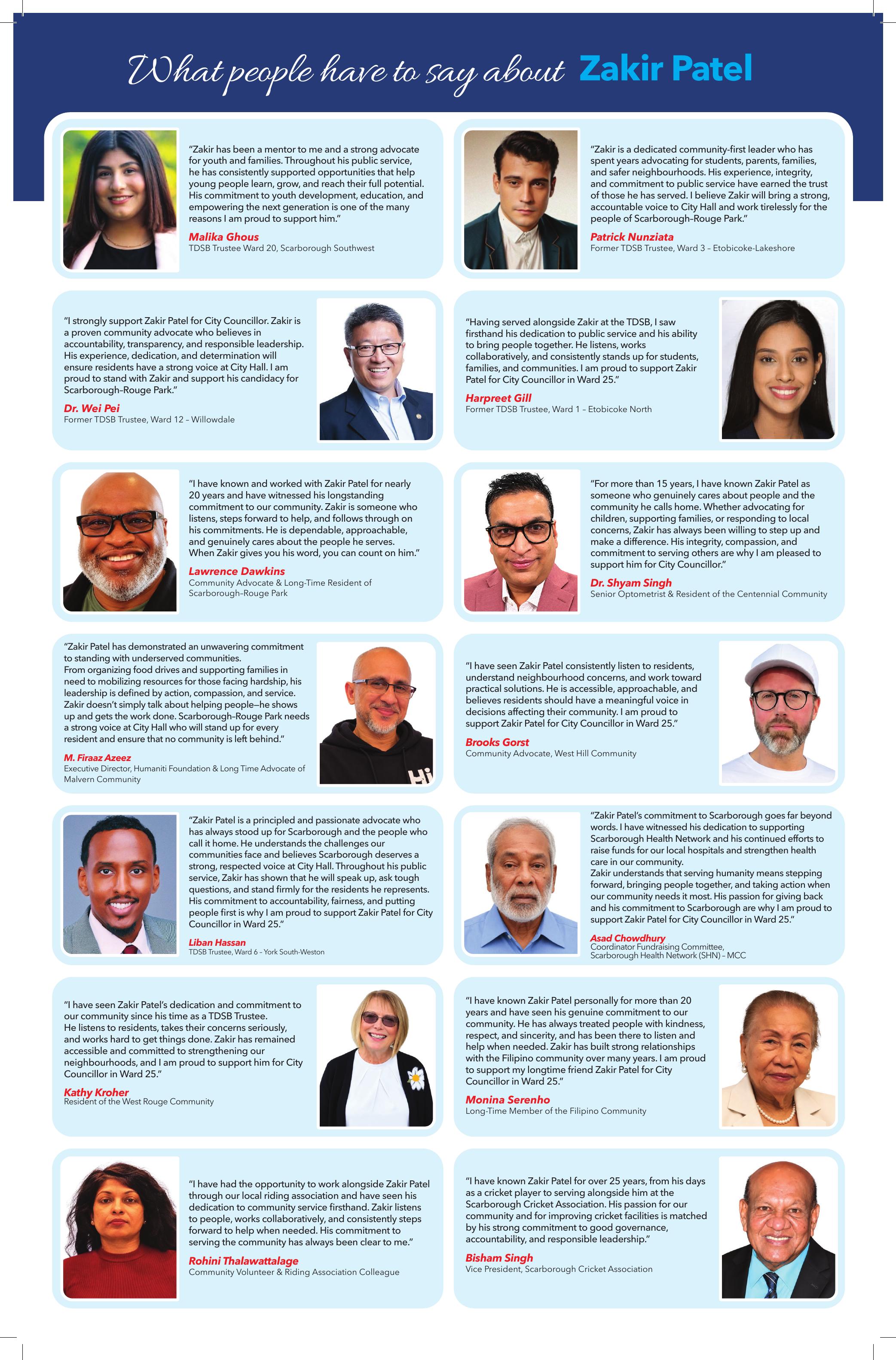 Zakir Patel Newsletter - Community Endorsements